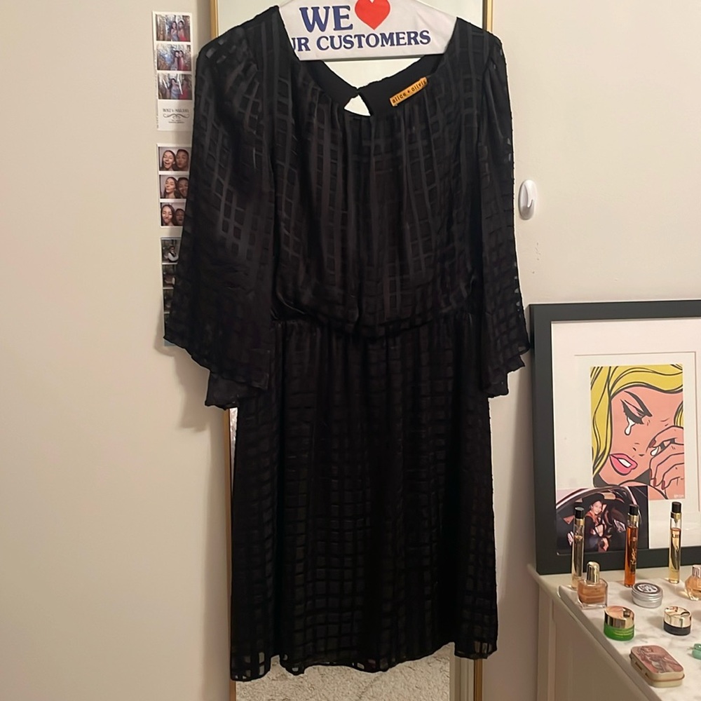 ALICE + OLIVIA • Black Geometric Pattern Dress